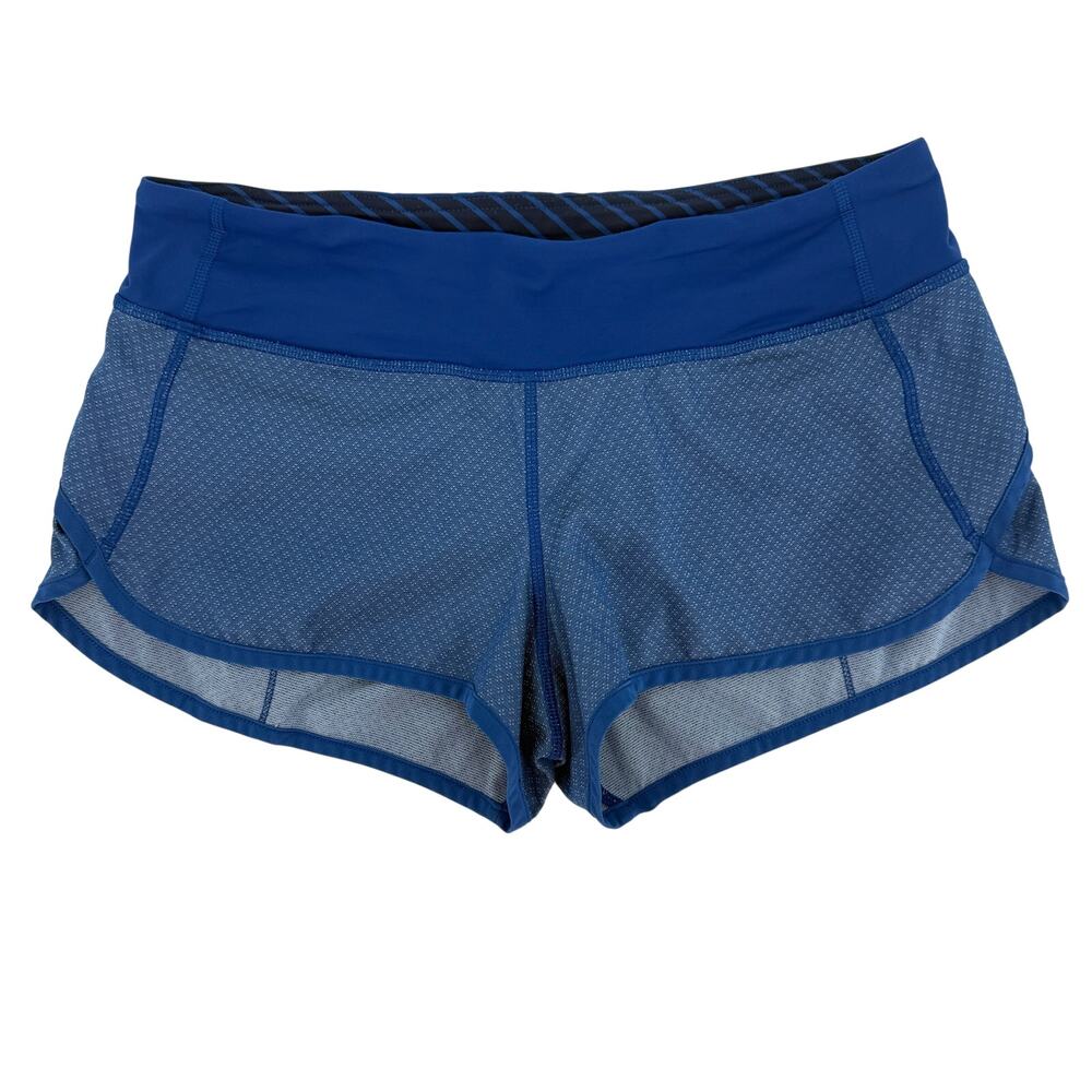 Lululemon Run Speed Shorts Rugged Blue Diamond Dot Size 6